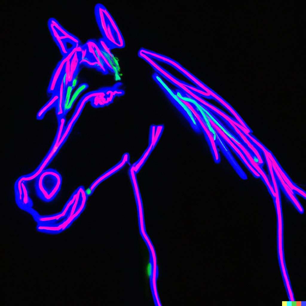 a horse, neon art